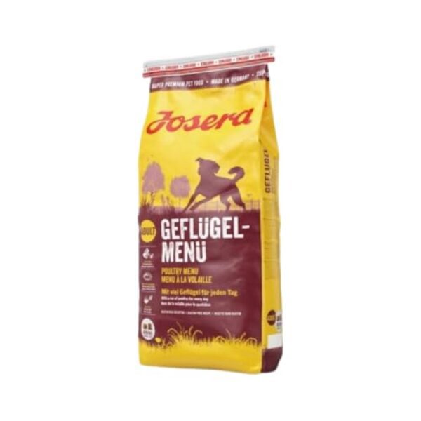 JOSERA Geflügel-Menü (1 x 12,5 kg) | Adult | Premium Trockenfutter für ausgewachsene Hunde | Geflügel & Mais/Reis | besonders gut verträglich | weizenfrei | Hundefutter | 1er Pack