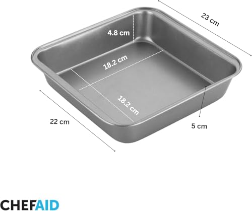 Chef Aid Kuchenform Antihaft quadratisch 23x 22cm aus Karbonstahl – robuste Backform für Kuchen, Brownies, Lasagne und Aufläufe, BPA-, PFOA- und PTFE-frei – Bild 3