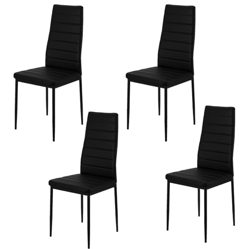 LEADZM Küchenstühle 4er Set Esszimmerstühle mit hoher Rückenlehne wasserdicht für Esszimmer & Küche Esszimmerstuhl Stühle 120kg (Schwarz, 4er Set) – Bild 5