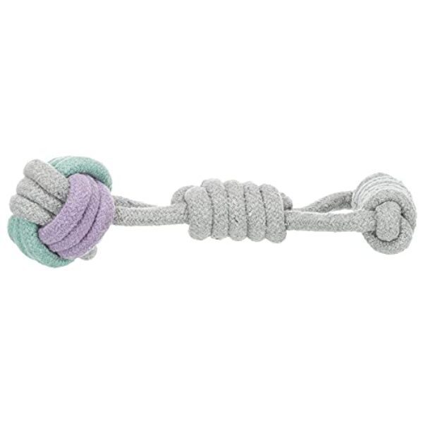 Trixie Junior Knoten-Ball am Tau – praktisches Hundespielzeug zum Tauziehen für Welpen – ø 6/23 cm, Zerrspielzeug für Hunde – 32813