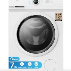 Midea MF10EW70B Waschmaschine / 7kg / 1400 U/Min/EEK A/Inverter Quattro Motor/Dampffunktion/Grosse Trommel/Nachlegefunktion/Kindersicherung/AquaStop, Weiß