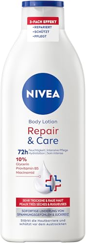NIVEA Body Lotion Repair & Care, Körpercreme für sehr trockene Haut & zur Linderung von Spannungsgefühlen, Körperlotion mit Glycerin, Niacinamid & Provitamin B5 (400 ml)