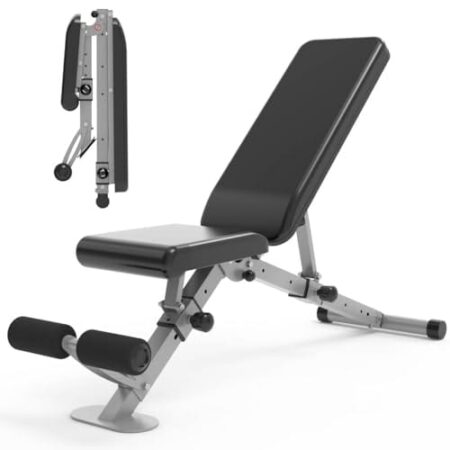 leikefitness Verstellbare Hantelbank, faltbare Trainingsbank mit automatischer Verriegelung für aufrechte Neigung und flache Ganzkörperübungen