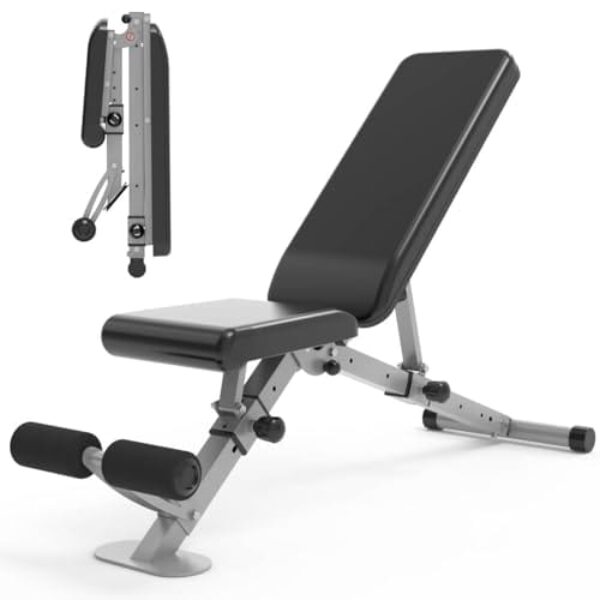 leikefitness Verstellbare Hantelbank, faltbare Trainingsbank mit automatischer Verriegelung für aufrechte Neigung und flache Ganzkörperübungen