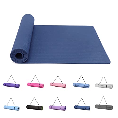 Good Nite Yogamatten Für Frauen Rutschfeste Strukturierte Oberflächen Gymnastikmatte Yoga Matte Dicke 6 mm 10 mm Mit Tragegurt Tpe-Übungsmatte Für Yoga Pilates Gymnastik (183X61cm)