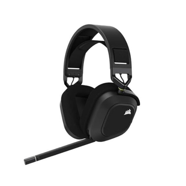 Corsair HS80 RGB Wireless Multiplattform-Gaming-Headset – Dolby Atmos – Omnidirektionales Mikrofon – iCUE-Kompatibel – PC, Mac, PS5, PS4 – Carbon