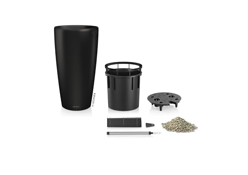 LECHUZA-Pflanzgefäß Rondo Premium 32 Schwarz matt | Pflanzsäule mit Bewässerungssystem, Wasserstandsanzeiger und Pflanzeinsatz | Matte Oberfläche | Ø 32,5 x 56,5 cm | 15785 – Bild 3