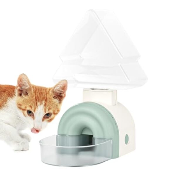 Cat Water Feeder, Kitten Watering Bowl, 520ml Automatic Pine Shape Feeding Fountain, Hangable Design, 5.31×3.54×8.27 Inches, Ideal for Cat Bunny Ferret Hedgehog Use