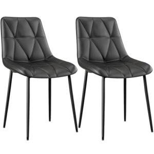 Clevich Esszimmerstühle 2er Set, Bis 200 kg, PU Polsterstuhl, Metallbeine, Stabil, Komfortabel, Einfache Montage, Küchenstühle 81x57x50CM (Schwarz, 2 Stück)