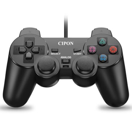 Cipon Wired Controller Compatible with PS-2 Console, Black Remote Controllers Gamepad with 1.8M Cable