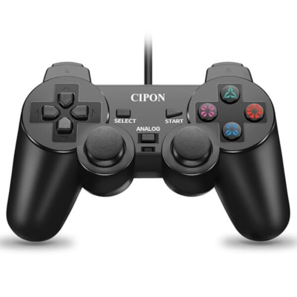 Cipon Wired Controller Compatible with PS-2 Console, Black Remote Controllers Gamepad with 1.8M Cable
