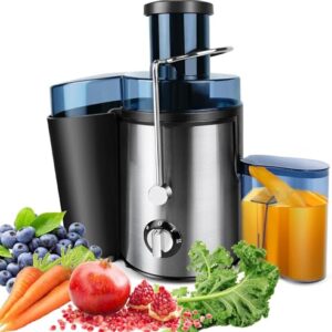 Entsafter,Familien-Entsafter 400W – Elektrische Saftpresse mit XXL 65mm Öffnung, 500ml Behälter & 2 Geschwindigkeiten, Testsieger Zentrifugal-Silber