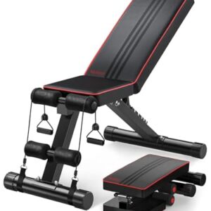 YOLEO klappbare Hantelbank Multifunktion Training Fitness Bank Bauchtrainer Schrägbank mit 6-Fach Verstellbarer Rückenlehne/3-Fach verstellbarer Sitzkissen,Belastung 300kg