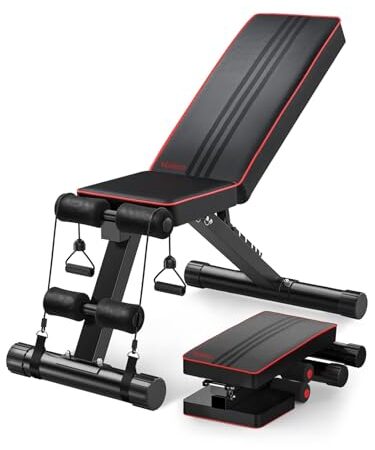 YOLEO klappbare Hantelbank Multifunktion Training Fitness Bank Bauchtrainer Schrägbank mit 6-Fach Verstellbarer Rückenlehne/3-Fach verstellbarer Sitzkissen,Belastung 300kg