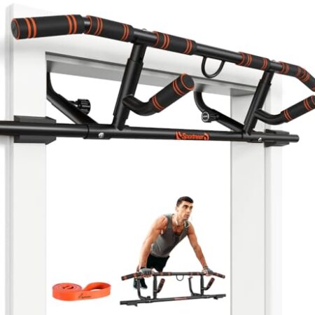 Sportneer Klimmzugstange für Türrahmen mit Klappgriff – Klimmzugstange mit Mehreren Griffen für den Türrahmen, Tragkraft 200 kg, Klimmzugstange für Krafttraining für Oberkörperfitness, Klimmzugstange