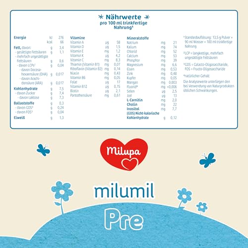 Milupa Milumil Pre – Anfangsmilch von Geburt an – Mit allen wichtigen Nährstoffen (laut Gesetz) – Ohne Palmöl – Im praktischen Maxi-Pack – 1,2 kg – Bild 5