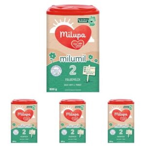 Milupa Milumil 2 – Folgemilch – Baby-Milchpulver – Nach dem 6. Monat – Passender Begleiter zur Beikost mit wichtigen Nährstoffen – Ohne Palmöl – 1 x 800 g (Packung mit 4)
