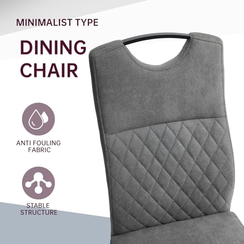 JIEXI Esszimmerstühle 4er Set, Schwingstuhl hohe Rückenlehne, gepolstert Beistellstühle, Wohnzimmerstuhl 150kg (grau) – Bild 5