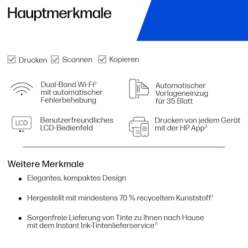 HP DeskJet 4320 Multifunktionsdrucker, 3 Monate gratis drucken Instant Ink inklusive, Drucker, Kopierer, Scanner, WLAN, Automatischer Vorlageneinzug – Bild 3