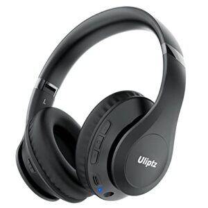 Uliptz Bluetooth Kopfhörer Over Ear, 65 Stunden Spielzeit Kopfhörer Kabellos mit 6 EQ-Modi, HiFi-Stereo Faltbares Bluetooth 5.3 Wireless Headphones für Reisen/Büro/Handy/PC (Schwarz)