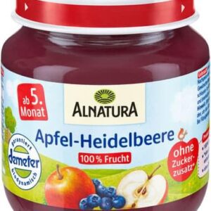 Alnatura Demeter Glaskost Apfel-Heidelbeere, 125 g