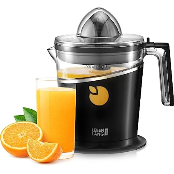LEBENLANG Saftpresse elektrisch 800ml & Verstellbares Sieb – Orangenpresse, Zitruspresse, Zitronenpresse Obstpresse I Orangensaftpresse Citruspresse elektronisch Orange Juicer