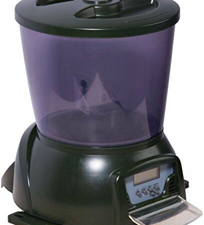 dobar® Teich-Fischfutterautomat – Programmierbarer Fisch-Futterspender mit LCD-Anzeige für draußen – Automatischer Fish Feeder – 22 x 22,5 x 26,5 cm – Grün