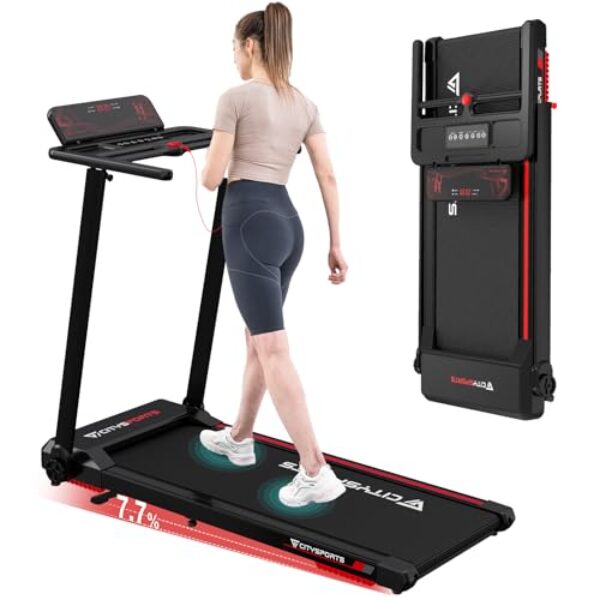 CITYSPORTS Elektrisches Laufband,Klappbares Laufband für Zuhause bis 12 km/h,mit LED-Anzeige,APP und 360° Tablet Holder,kompakte Walking Pad für Zuhause und Büro