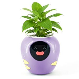 Plantbot Upgraded Large Smart Flower Pot Pet Planter Robot with Artificial Intelligence, Time Temperature Display, and Numerous Expressive Animations Based, for Indoor Decoration, Gifts (Purple)
