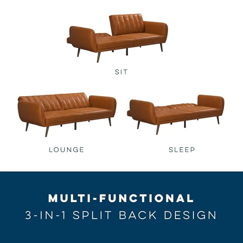 Novogratz Brittany Schlafsofa, Kunstleder Kamelbraun – Bild 6