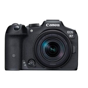 Canon EOS R7 Systemkamera mit RF-S 18–150mm Objektiv – 32,5 MP APS-C CMOS-Sensor – Dual Pixel CMOS AF II, integrierte Bildkombination, UVC/UAC-kompatibel – Perfekt, um Naturmomente einzufangen