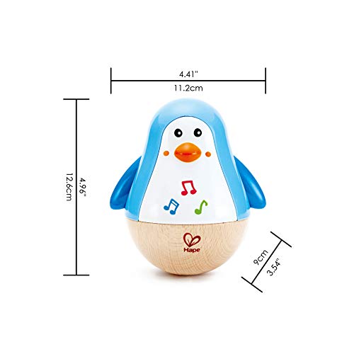 Hape Stehauf-Pinguin - Babyspielzeug aus Holz mit klingelnder Glocke, blau, Motorik- und Gleichgewichtsförderung, sensorisches Lernspielzeug für Babys ab 6 Monaten – Bild 6