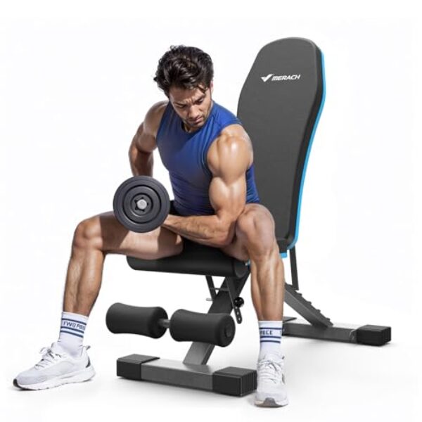 MERACH Hantelbank Klappbar 450kg Tragfähig,Multifunktionale Trainingsbank mit 72 Einstellpositionen,Verstellbar Schrägbank für Ganzkörper-Workout,Fitnessbank für Zuhause
