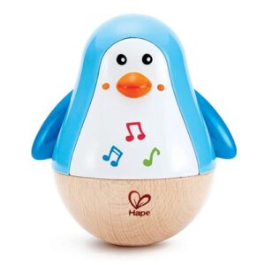 Hape Stehauf-Pinguin – Babyspielzeug aus Holz mit klingelnder Glocke, blau, Motorik- und Gleichgewichtsförderung, sensorisches Lernspielzeug für Babys ab 6 Monaten