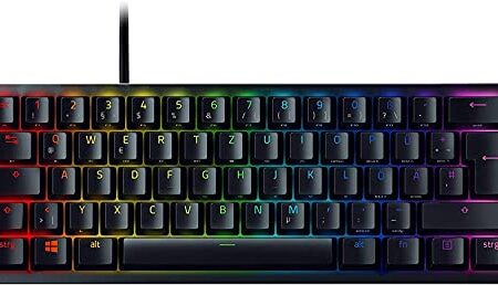 Razer Huntsman Mini (Purple Switch) – Kompakte 60% Gaming Tastatur (Klickende Optisch-Mechanische Switches, Doubleshot PBT-Tastenkappen, Abnehmbares USB-C Kabel) QWERTZ DE-Layout | Schwarz