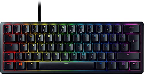 Razer Huntsman Mini (Purple Switch) - Kompakte 60% Gaming Tastatur (Klickende Optisch-Mechanische Switches, Doubleshot PBT-Tastenkappen, Abnehmbares USB-C Kabel) QWERTZ DE-Layout | Schwarz