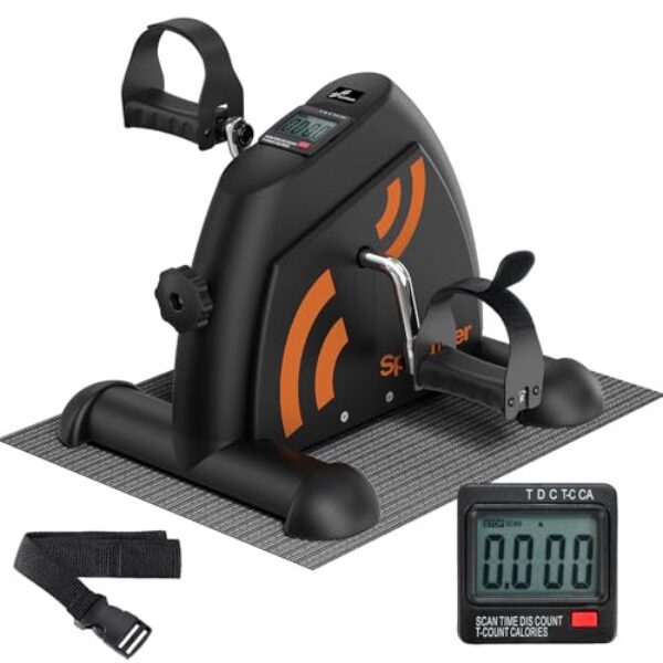 Sportneer Pedaltrainer für Senioren,Mini Heimtrainer mit LCD-Display, Fitnessgeräte für Zuhause – Tischfahrrad, Ergometer Senioren, Arm- und Beintrainer für Senioren mit Anti-Rutsch-Matte