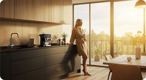 Berdsen Kaffeemaschine - Espressomaschine Siebträgermaschine - 1,5 L 20 Bar - Milchaufschäumer - 2 Filter - Cool Espresso - Schwarz – Bild 6