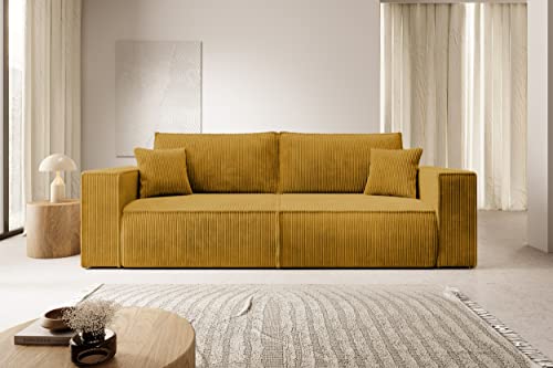 Selsey Sofa Schlafsofa Couch Mit Stauraum Schlaffunktion Pflegeleicht Polyurethanschaum Kordsamt Weich Honig Farese – Bild 3