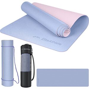 EliteAthlete Yogamatte – Sportmatte – Fitnessmatte – Gymnastikmatte gepolstert & rutschfest für Fitness, Pilates – Yoga Matte – 183 cm x 61 cm x 0.6 cm – Trainingsmatte inkl. Transportgurt + Tasche