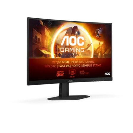 AOC Gaming C27G4ZXED - 27 Zoll Full HD Curved Monitor, 280 Hz, 1ms, HDR10, FreeSync Premium (1920x1080, HDMI, DisplayPort) schwarz/grau - Produktbild