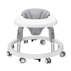 Baby Lauflernhilfe, One-Touch Folding Baby Walker, Lauflernwagen Anti-Roll 8-Rad-Rundfahrwerk, 7-Gang höhenverstellbar, Anti-Collision mit Bremse für von 6-18M (Hellgrau)