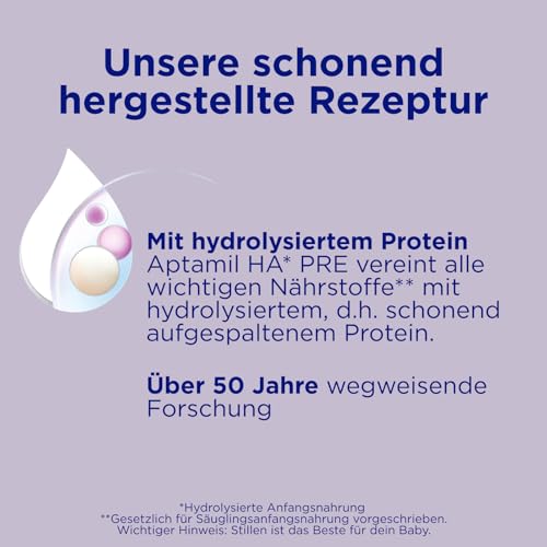 Aptamil HA PRE – Anfangsmilch von Geburt an, Mit DHA, Nur Laktose, Ohne Palmöl, Babynahrung, Milchpulver, 1x 800 g – Bild 5