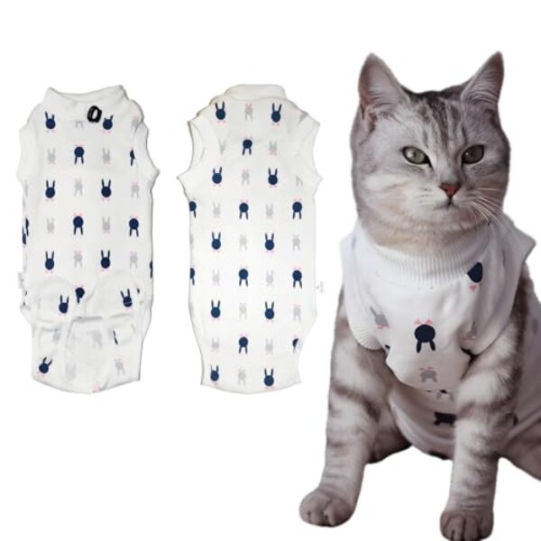 Katze Chirurgie Erholungsanzug, Katzenbody Nach Op, Kastration Haustier-medizinisches chirurgisches Hemd Operationsgenesungsanzüge, Cat Onesie für Anti Lecken, Verstellbare Größen, Leicht zu tragen