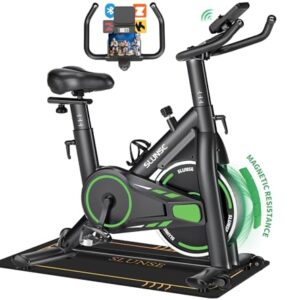 Heimtrainer Fahrrad, SLUNSE Leises Hometrainer Ergometer mit APP Verbessertem LCD-Monitor, Spinning Bike Indoor mit Verstellbarem Widerstand, Fitnessbike bis 180KG für Kardio-Training zu Hause