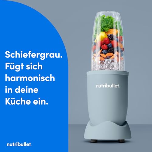 Nutribullet Pro 900 Smoothie Maker, Multifunktions-, Obst- & Gemüsemixer, kompaktes Design, einfache Bedienung, schnelle Reinigung, optimale Nährstoffextraktion, 900W, Mineral Blaugrau (NB904MASL) – Bild 3