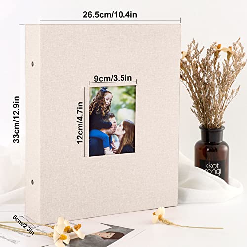 Lanpn Fotoalbum 10x15 400, Leinen Einstecken Einsteckalbum für Hochformat Fotos Bilder Beige – Bild 3