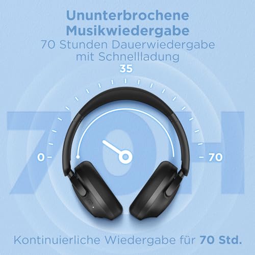 1MORE SonoFlow SE Over Ear Kopfhörer Bluetooth, Aktive Noise Cancelling Kopfhoerer Kabellos, 70 Std. Wiedergabe Schnellladung, ENC Headphones mit Mikrofon, Tiefer Bass, EQ-Voreinstellung – Bild 6
