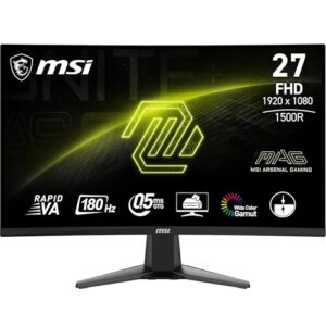 MSI MAG 27C6F 27 Zoll FHD Curved Gaming Monitor – 1500R 1920 x 1080 Rapid VA Panel, 180 Hz / 1ms (GtG), Adaptive-Sync – DP 1.2a, HDMI™ CEC
