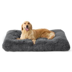 BEDSURE Flauschiges Hundebett Grosse Hunde – 104x69x8 cm Hundebett waschbar für große Hunde, rutschfeste Unterseite, Dunkelgrau